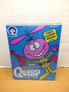 Vintage Very Rare Quisp Reproduction Empty Cereal Box in shrink Alien Quaker 