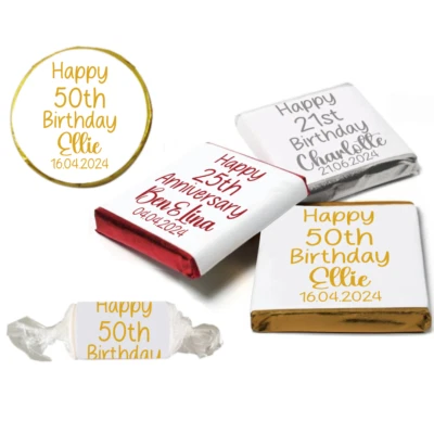 Personalised Neapolitan Milk Chocolate Written Birthday Wedding Party Favour - Image 1 of 4