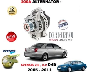 FOR TOYOTA AVENSIS 2.0 2.2 D4D DIESEL 2005-2011 NEW ORIGINAL 100A ALTERNATOR - Picture 1 of 2