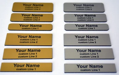WAROFFICE 64x17mm Custom Personalised Engraved Staff ID Name Badge Metal or Magnetic Pin