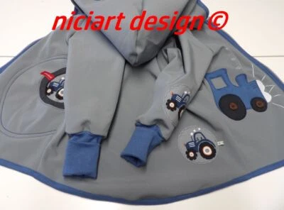 niciart design ♥SOFTSHELLJACKE TRAKTOR ♥KINDER SOFTSHELL JACKE♥grau JUNGSJACKE - Bild 1 von 4