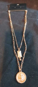 Pretty Little Things GOLD DIAMANTE DROP LIONS HEAD DOUBLE LAYERING NECK (10383) - Picture 1 of 4