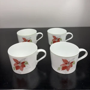 4 Block Spal Poinsettia Watercolors Mary Lou Goertzen Coffee Cups Mugs EUC - Picture 1 of 11
