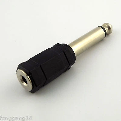 1x 6.35mm 1/4" Male Plug Mono to 3.5mm 1/8" Female Jack Audio Adapter Connector - Image 1 of 3