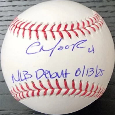 Christian Moore Autographed Official OMLB Baseball Inscribed MLB Debut 61325 - Image 1 of 4