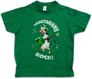 VEGETARIANS ROCK Kids Boys T-Shirt Vegan Food Vegetarian Animals Welfare Cow - Picture 1 of 1