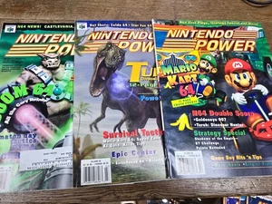 ✨ NINTENDO POWER Magazines - 93 94 96 - Mario Kart 64 TUROK Doom 64 w/ Posters - Picture 1 of 14