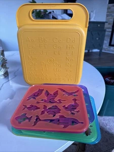 Vintage 1987 Tupperware Tuppertoys gelbe Tragetasche mit 8 Schablonen - Bild 1 von 6