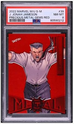 2022 🔴 Marvel Metal Universe #39 Red PMG J. Jonah Jameson 27/100 PSA-8 - Image 1 of 3
