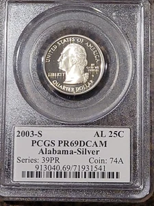 2003-S Alabama 25C Silver Quarter PCGS PR69DCAM - Picture 1 of 2