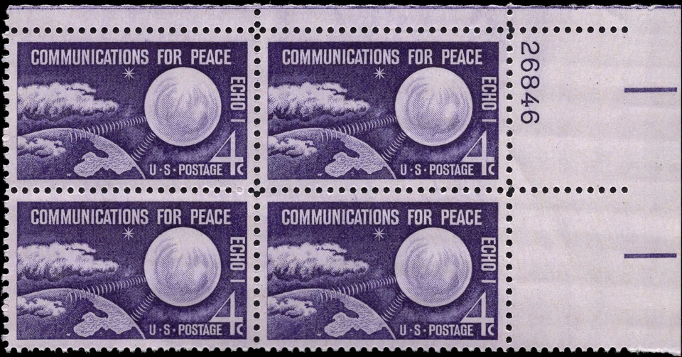 US Scott # 1173, Communications for Peace, Plate Block of (4) 1960 4¢ Stamps MNH - Image 1 of 1