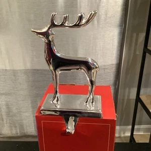 Pottery Barn Reindeer Silver Plated 8” Stocking Holder NIB - Picture 1 of 4
