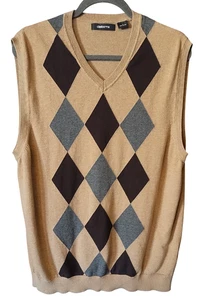 Claiborne Herren 100% Baumwolle hellbraun Argyle Pullover Weste Größe L - Bild 1 von 7