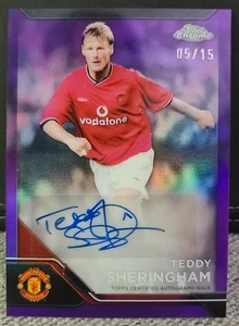 2025 Topps Chrome Manchester U Deluxe Edition Teddy Sheringham Purple Auto /15 - Picture 1 of 2