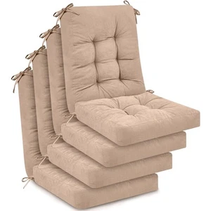 4 Set Outdoor Patio Chair Cushions Seat High Back Tufted Pillow Replacement - Picture 1 of 7