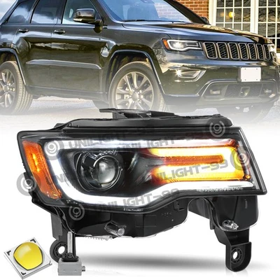 For 2017-2021 Jeep Grand Cherokee HID Black Headlight Assembly Passenger Right - Image 1 of 4