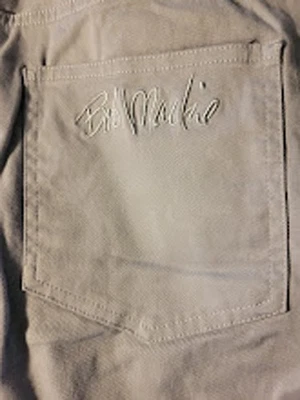 BOB MACKIE GREY Size 1X NEW Womans Pants Jeans WEARABLE ART GREY Monogramed — 第 1/2 张图片