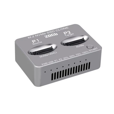 Dual-Bay M.2 NVME SSD Clone USB3.2 Type C NVME Docking Station M.2 SSD Enclosure - Image 1 of 4