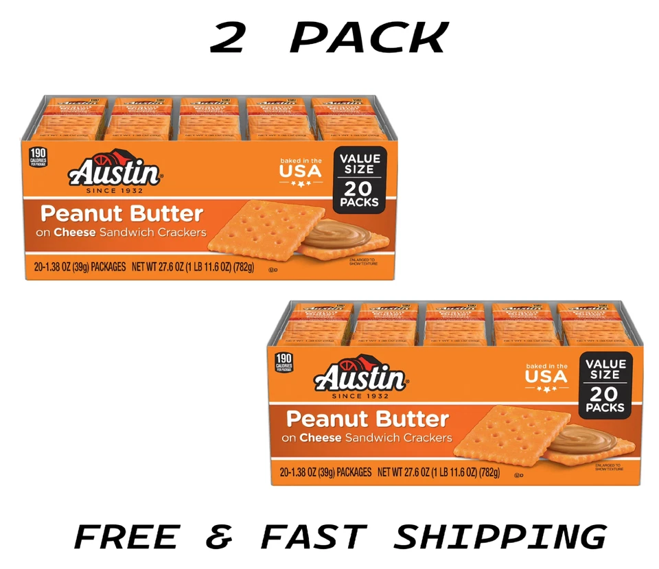 Galletas sándwich de mantequilla de maní con queso Austin, galletas saladas para bocadillos 20 unidades 2 paquetes Foto 1 de 1