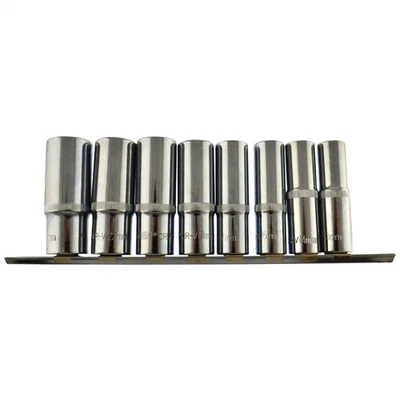 1/2" Drive Deep Metric Sockets 13mm - 24mm 6 sided on Rail 8pc By Bergen AU054 - Image 1 of 3