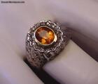 Designer Ring Citrine 68 Diamonds W&Y 14k Gold