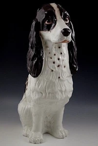 VINTAGE ITALY MAJOLICA COCKER SPANIEL MANTEL DOG 15" SCULPTURE  - Picture 1 of 7
