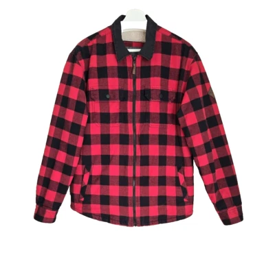 Eddie Bauer Exterior Franela Cuadros Búfalo Sherpa Forrado Chamarra Hombres L Rojo Negro Foto 1 de 4