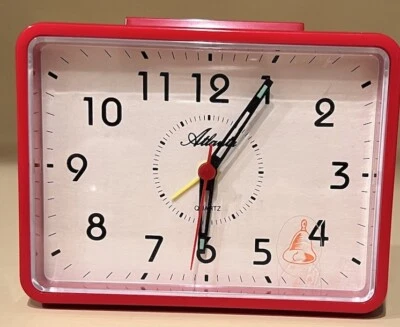 Atlanta Alarm Clock Black And Red Rectangle - Analog Display - Battery Powered - Image 1 of 4