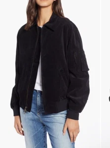 AG Adriano Goldschmied Black Mako Velvet Bomber Jacket Size XS, NEW Retail $325 - Picture 1 of 17