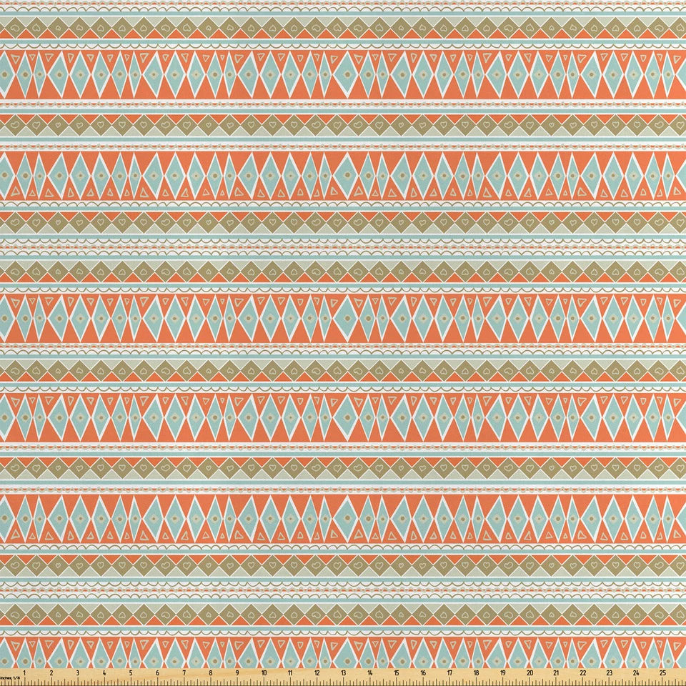 Geometrisch Satin Stoff als Meterware Ethnische handgezeichnete Muster - Bild 1 von 1