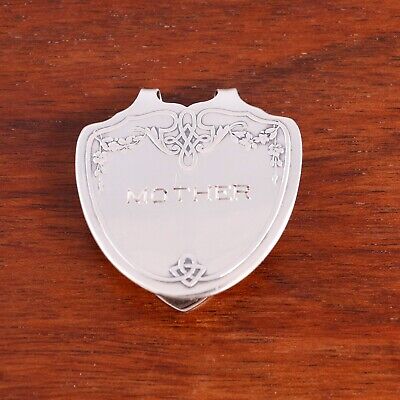 American Arts & Crafts Sterling Silver Napkin Clip Floral Swags Monogram Mother • 101.74$