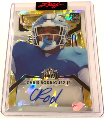 2023 Leaf Metal Chris Rodriguez Jr. Prismatic Parallel Gold Rookie Card 1/1 - Image 1 of 2