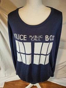 NWT Torrid Dr Who Navy Sweater Police Box Size 3 - Picture 1 of 4