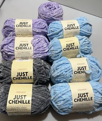 Premier Just Chenille Yarn Set of 9 100% Polyester 50gr ea. Soft & Cozy - Image 1 of 4