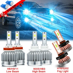 8000K LED Headlight + Fog Light Bulbs 6x For Chevy Silverado 1500 2500 2007-2015 - Picture 1 of 12