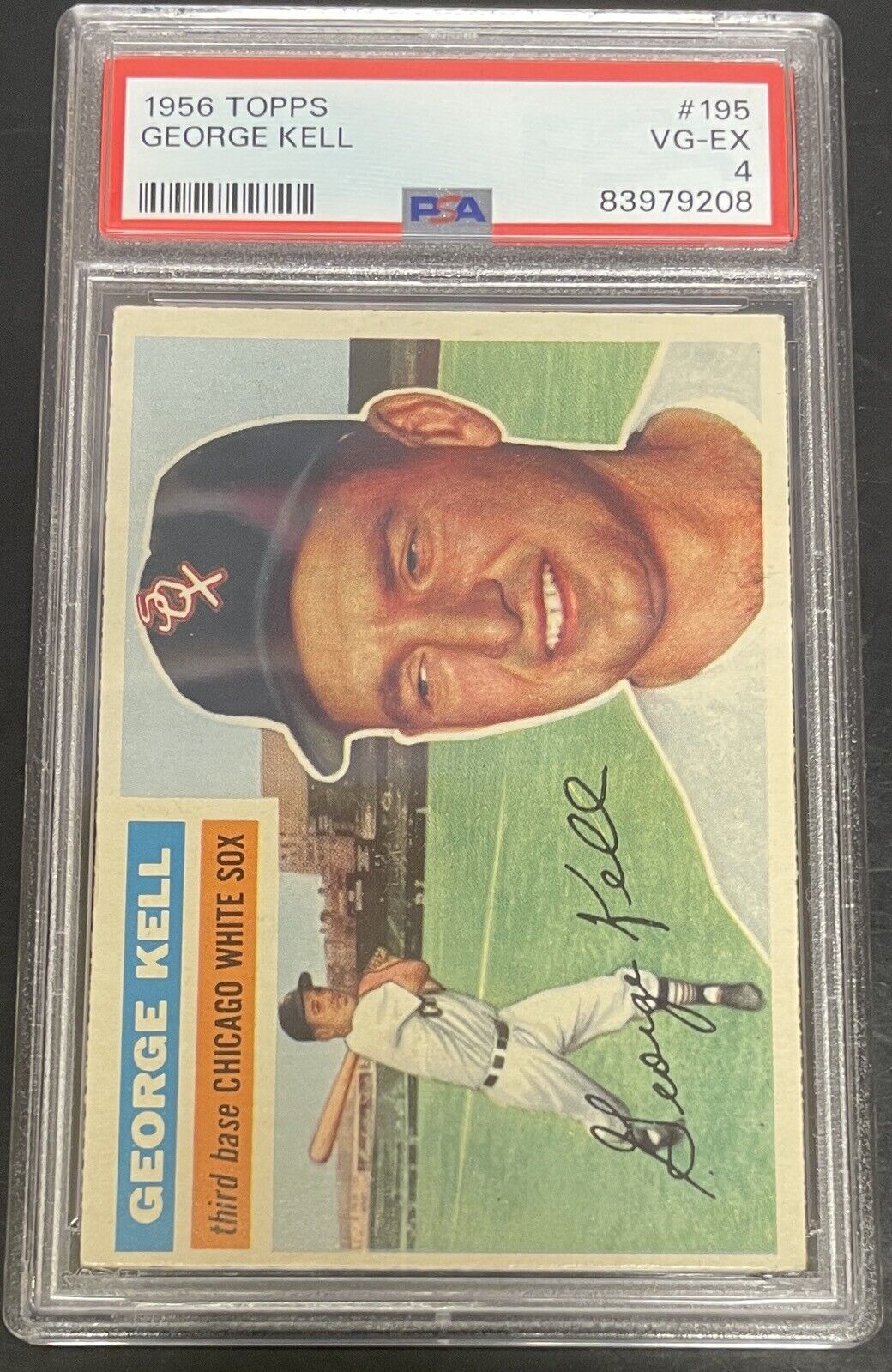 1956 Topps GEORGE KELL Vintage Card #195 Chicago White Sox 208 PSA 4