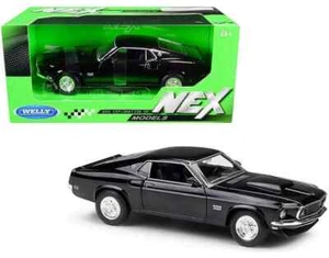 1969 Ford Mustang Boss 429 1/24 Diecast Metal Model by Welly - BLACK w/ BOX - Picture 1 of 10