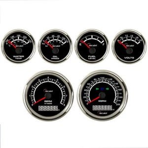 6 Gauge Set Black 200mph GPS Speedometer Tacho Fuel Volt Oil Temp For Car Marine - Picture 1 of 4