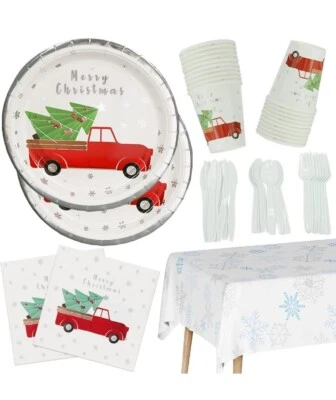 145 peças de papel alumínio prata caminhão e árvore festa utensílios de mesa decoração festa Natal - Imagem 1 de 2