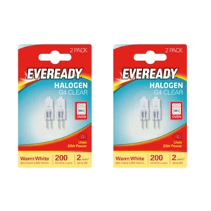 4 x EVEREADY G4 Eco 20W Halogen Capsule Bulb 200 Lumens 12V Lamp Warm White - Picture 1 of 6