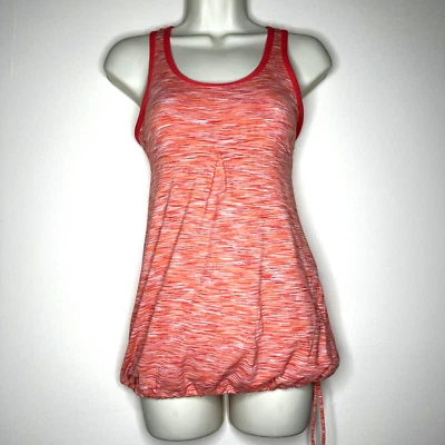 Lucy Tech Orange Striped Keyhole Back Racerback Cinch Workout Tank Women's XS - Image 1 of 4