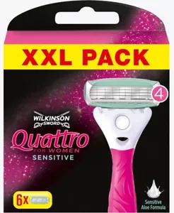 Wilkinson Sword Quattro For Woman Sensitive Rasierklingen 6er Pack OVP Damen NEU - Bild 1 von 1