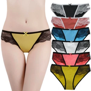 6 Pcs Lot Women's Sexy Cotton Bikini Briefs Underwear Lingeie Panties Underpants - Picture 1 of 12