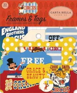 CARTA BELLA "THE CIRCUS"   EPHEMERA FRAMES & TAGS DIE CUTS  SCRAPJACK'S PLACE - Picture 1 of 2