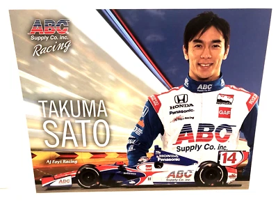 2014 IZOD INDY TAKUMA SATO #14 ABC SUPPLY HONDA AJ FOYT RACING INDY CAR POSTCARD - Image 1 of 2
