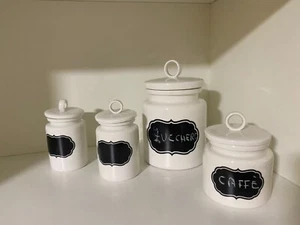 BLANC MARICLO CERAMIC JAR WHITE WRITEABLE COVER SHABBY CHIC - Picture 1 of 1