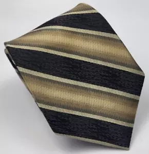 Bruno Piattelli Silk Tie Gold Black Gray Stripes Men Necktie 59 x 3.5/8 - Picture 1 of 5