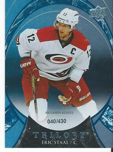 2015-16 Upper Deck Trilogy #16 ERIC STAAL 040/430 Career Assists Carolina