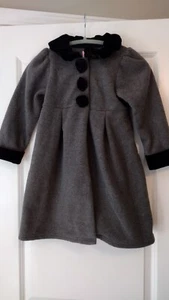 Good Lad Girls Gray Fleece Pea coat W/ Black Velvet Accents Size 6 - Picture 1 of 5