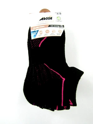 Avia Premium Cushion No Show Socks 6 Pack Black Shoe Size 4-9 Women Fresh New - Image 1 of 4